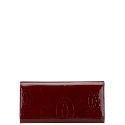 Pre-owned Cartier Wine Red Long Wallet (bi-fold) () In Burgundy