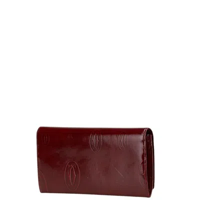 Pre-owned Cartier Wine Red Long Wallet (bi-fold) () In Burgundy