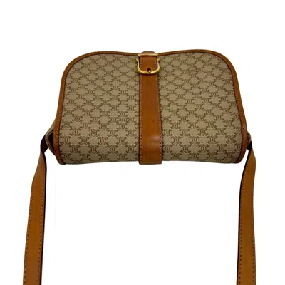 Pre-owned Celine Beige Brown Leather Pvc Pochette Shoulder Bag () In Multi