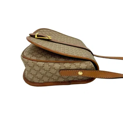 Pre-owned Celine Beige Brown Leather Pvc Pochette Shoulder Bag () In Multi