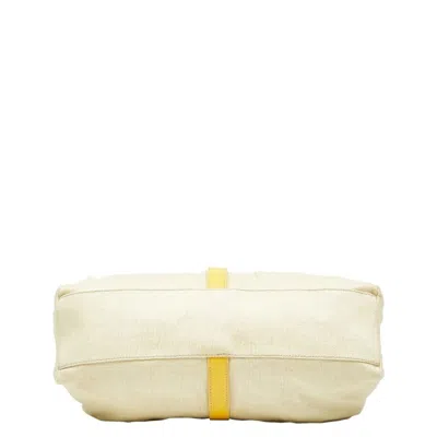 Pre-owned Celine Beige Yellow Canvas Leather Tote Bag () In Multi