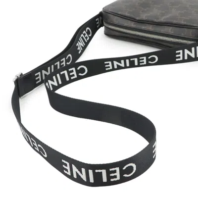 Pre-owned Celine Black Brown Canvas Leather Messenger Bag Shoulder Bag () In Multi