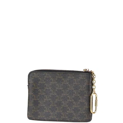Pre-owned Celine Black Brown Pvc Coin Purse/coin Case () In Multi