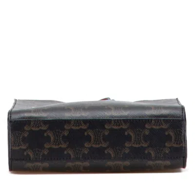 Pre-owned Celine Black Brown Pvc Leather Shoulder Bag Tote Bag () In Multi