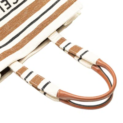 Pre-owned Celine Black Brown White Canvas Leather Handbag Tote Bag () In Multi