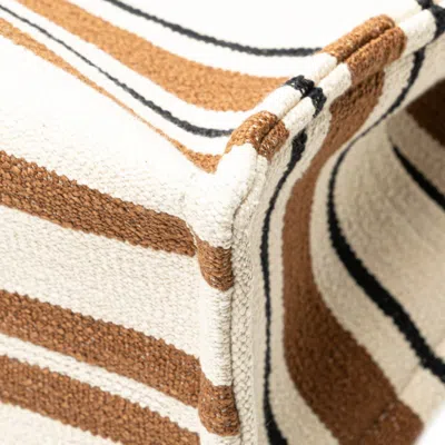 Pre-owned Celine Black Brown White Canvas Leather Handbag Tote Bag () In Multi