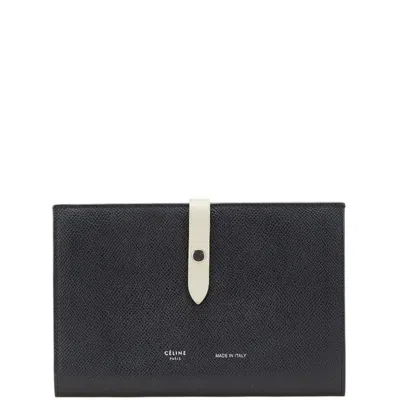Pre-owned Celine Black Gray Leather Long Wallet (bi-fold) () In Multi