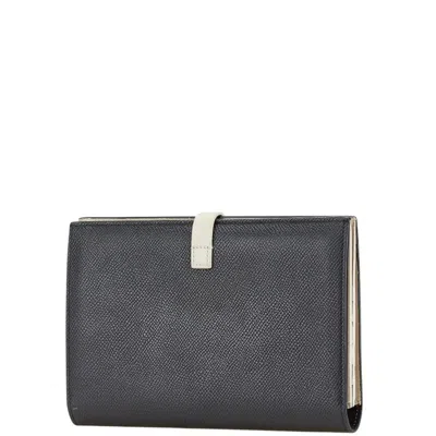 Pre-owned Celine Black Gray Leather Long Wallet (bi-fold) () In Multi
