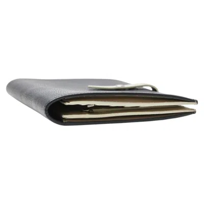 Pre-owned Celine Black Gray Leather Long Wallet (bi-fold) () In Multi