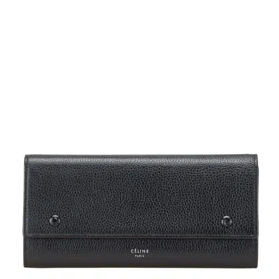 Pre-owned Celine Black Leather Long Wallet (bi-fold) ()