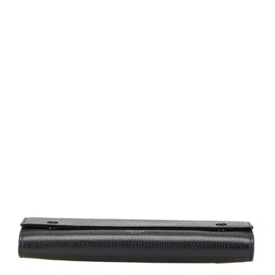 Pre-owned Celine Black Leather Long Wallet (bi-fold) ()