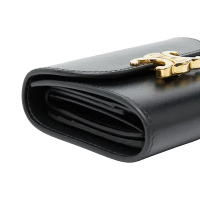 Pre-owned Celine Black Leather Wallet (tri-fold) ()