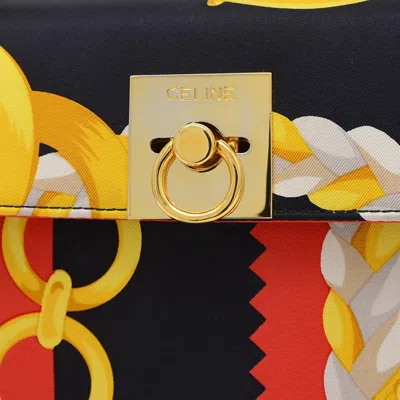 Pre-owned Celine Black Red Color Silk Leather Shoulder Bag () In Multi