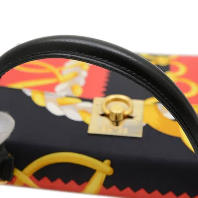 Pre-owned Celine Black Red Color Silk Leather Shoulder Bag () In Multi