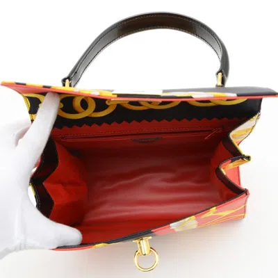 Pre-owned Celine Black Red Color Silk Leather Shoulder Bag () In Multi