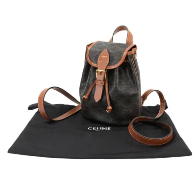 Pre-owned Celine Brown Canvas Leather Backpack ()