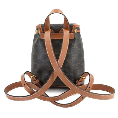 Pre-owned Celine Brown Canvas Leather Backpack ()