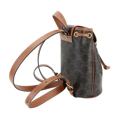 Pre-owned Celine Brown Canvas Leather Backpack ()