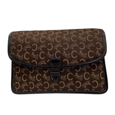 Pre-owned Celine Brown Canvas Leather Clutch Bag ()