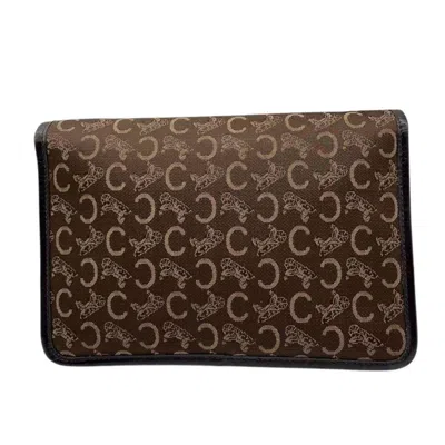 Pre-owned Celine Brown Canvas Leather Clutch Bag ()