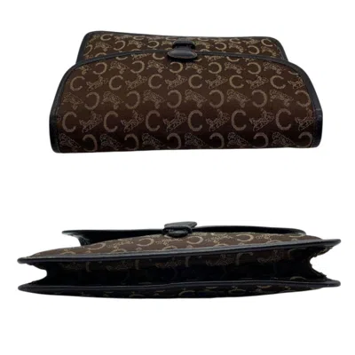 Pre-owned Celine Brown Canvas Leather Clutch Bag ()