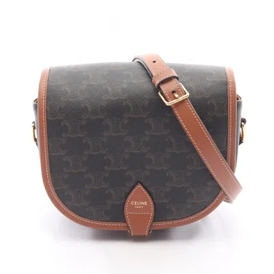 Pre-owned Celine Brown Coated Canvas Leather Shoulder Bag ()