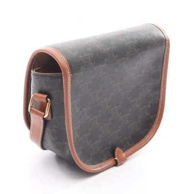 Pre-owned Celine Brown Coated Canvas Leather Shoulder Bag ()