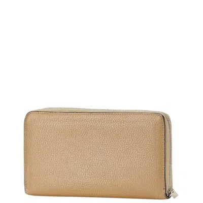 Pre-owned Celine Brown Leather Long Wallet (bi-fold) ()