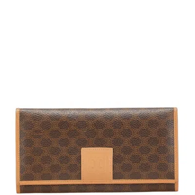 Pre-owned Celine Brown Pvc Leather Long Wallet (bi-fold) ()