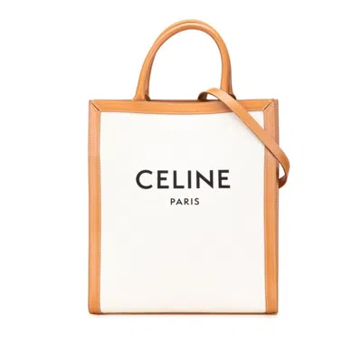 Pre-owned Celine Cabas Brown Canvas Leather Handbag Shoulder Bag ()