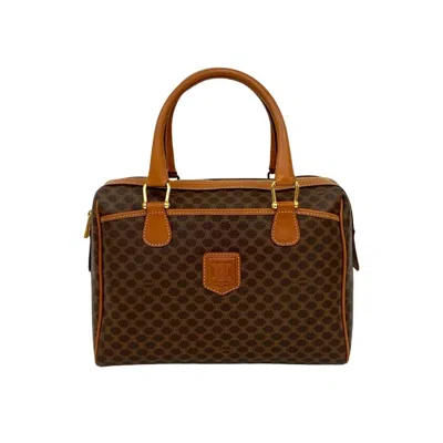 Pre-owned Celine Enamel Brown Leather Pvc Boston Bag Handbag ()