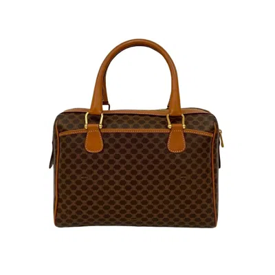 Pre-owned Celine Enamel Brown Leather Pvc Boston Bag Handbag ()