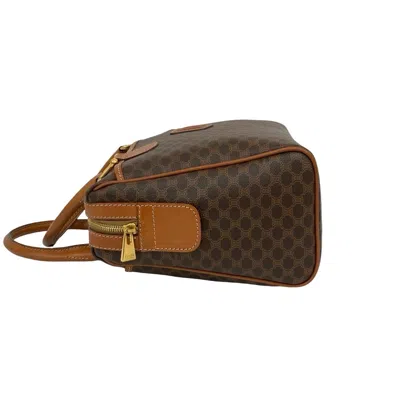 Pre-owned Celine Enamel Brown Leather Pvc Boston Bag Handbag ()