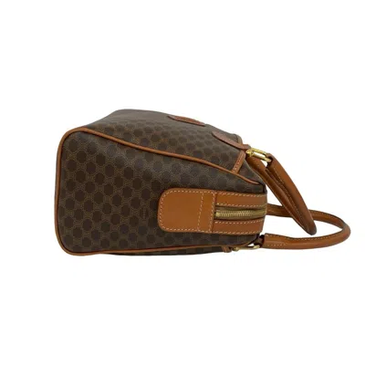 Pre-owned Celine Enamel Brown Leather Pvc Boston Bag Handbag ()