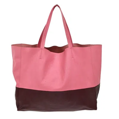 Pre-owned Celine Horizontal Bi-cabas Tote Leather Pink Leather Handbag ()