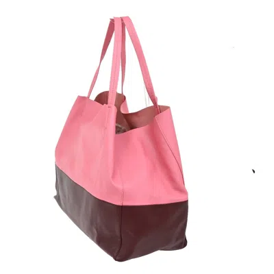 Pre-owned Celine Horizontal Bi-cabas Tote Leather Pink Leather Handbag ()