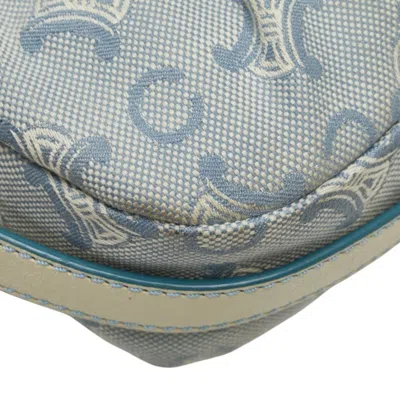 Pre-owned Celine Macadam Blue White Canvas Leather Shoulder Bag () In Multi