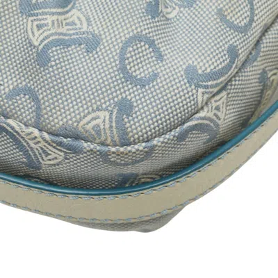 Pre-owned Celine Macadam Blue White Canvas Leather Shoulder Bag () In Multi