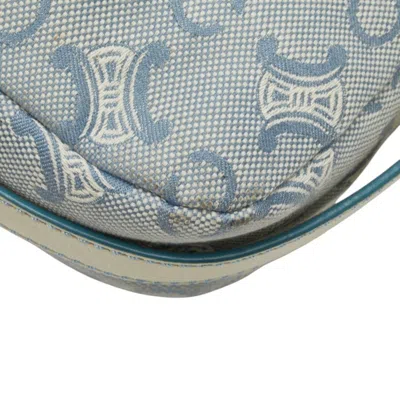 Pre-owned Celine Macadam Blue White Canvas Leather Shoulder Bag () In Multi
