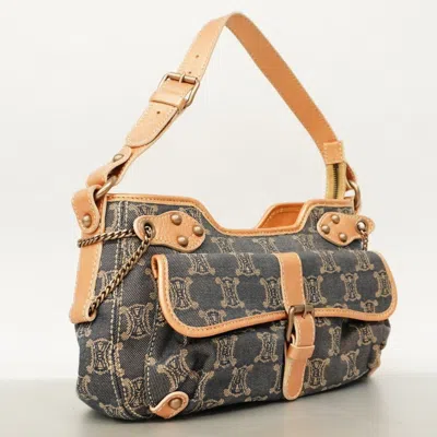 Pre-owned Celine Navy Orange Denim Shoulder Bag ()