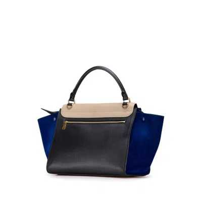 Pre-owned Celine Trapeze Beige Black Blue Leather Handbag Shoulder Bag ()