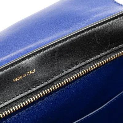 Pre-owned Celine Trapeze Beige Black Blue Leather Handbag Shoulder Bag ()