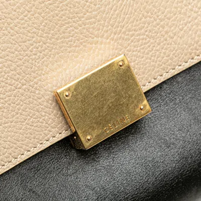 Pre-owned Celine Trapeze Beige Black Blue Leather Handbag Shoulder Bag ()