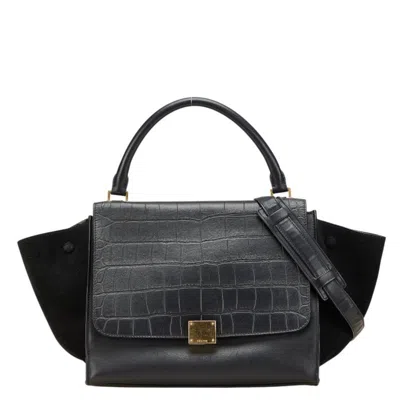 Pre-owned Celine Trapeze Black Leather Handbag Shoulder Bag ()
