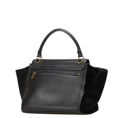 Pre-owned Celine Trapeze Black Leather Handbag Shoulder Bag ()