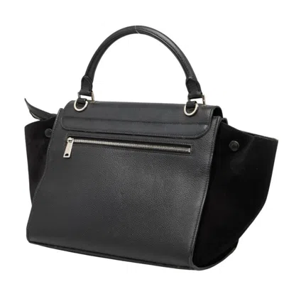 Pre-owned Celine Trapeze Black Leather Suede Handbag Shoulder Bag ()