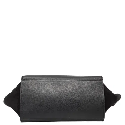 Pre-owned Celine Trapeze Black Leather Suede Handbag Shoulder Bag ()