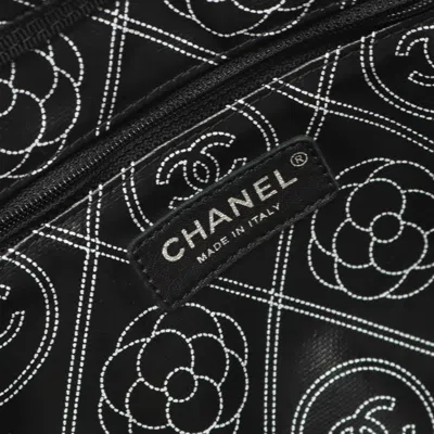 Pre-owned Chanel Beige Black Coated Canvas Leather Tote Bag () In Multi