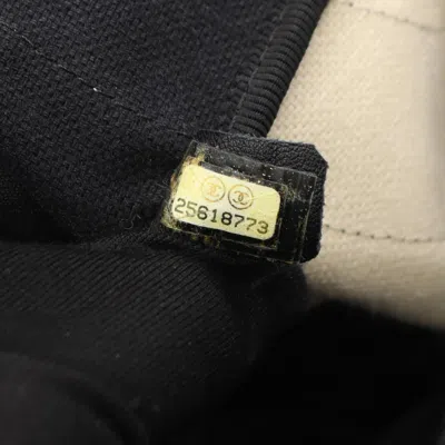Pre-owned Chanel Beige Black Coated Canvas Leather Tote Bag () In Multi