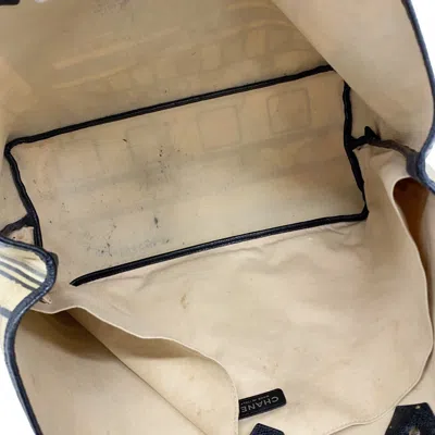 Pre-owned Chanel Beige Black Pvc Tote Bag () In Multi
